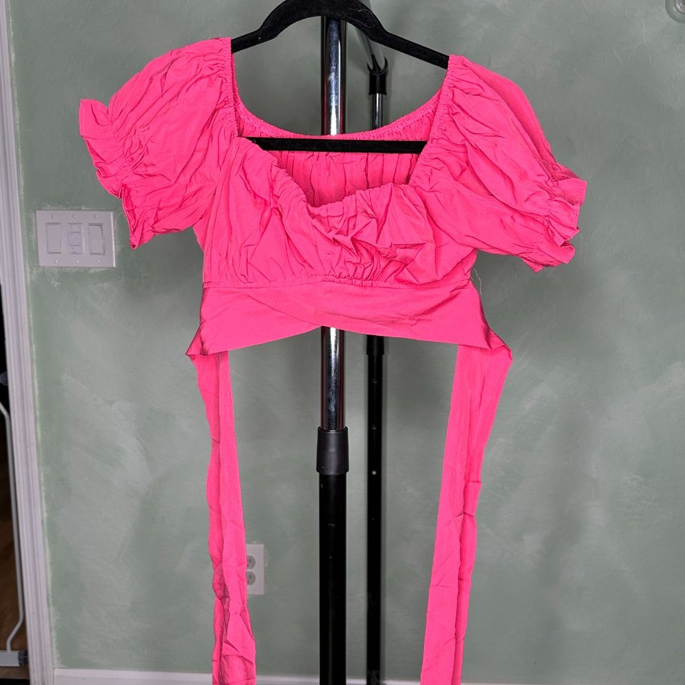 Pink Tie Crop Top